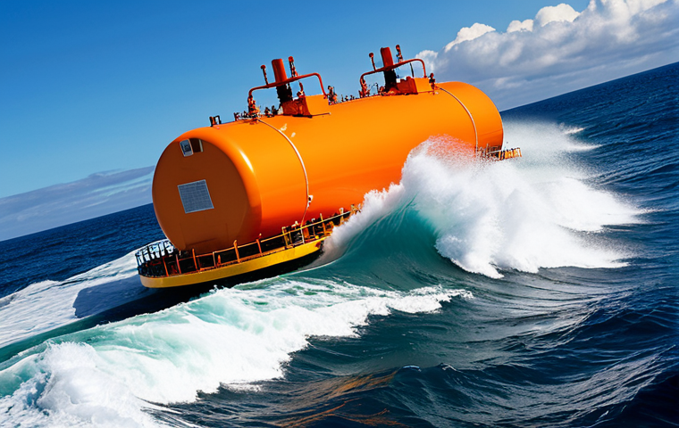 해양에너지 관련 기술 - **
A large wave energy converter, fully deployed at sea, generating clean electricity. The device i...