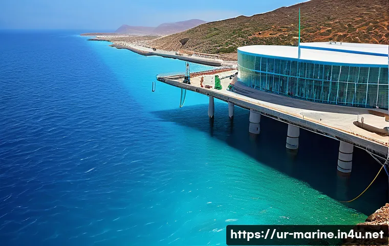 해양자원 개발 관련 스타트업 - A futuristic underwater energy research facility harnessing marine wave power, featuring advanced ec...