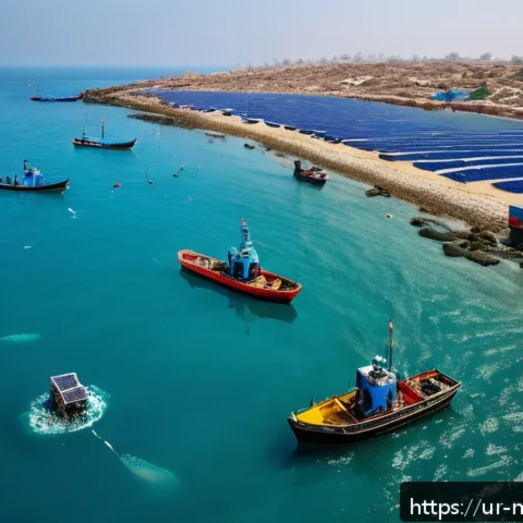 해양자원 개발과 해양 안전 - A detailed scene of an advanced marine cleanup operation in the Arabian Sea near the coast of Pakist...