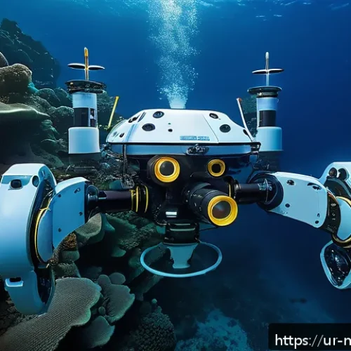 Home 32 해양자원 개발의 최신 연구 동향 - A highly detailed underwater scene showcasing advanced marine robotics in action: autonomous underwa...