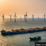 Home 18 해양풍력 발전과 탄소 배출 - A panoramic view of a modern offshore wind farm located in the Arabian Sea near Karachi, Pakistan, f...
